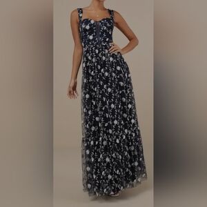 Lulu's Navy and White Floral Maxi Dress